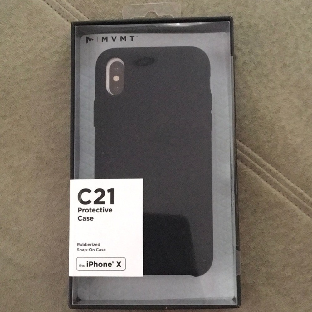 iPhone X Black rubberized snap on phone case, new